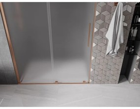 Mexen Velar, posuvné sprchové dvere do otvoru 130 cm, 8mm sklo námraza, medená matná, 871-130-000-31-65