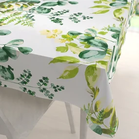 Biante Bavlnený obdĺžnikový obrus Sandra SA-244 Zelený eukalyptus na bielom 100x140 cm