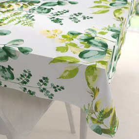 Biante Bavlnený obdĺžnikový obrus Sandra SA-244 Zelený eukalyptus na bielom 140x180 cm