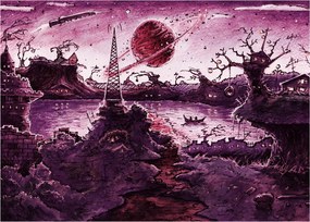 Sklenený obraz - Očarovaná dedina (70x50 cm)