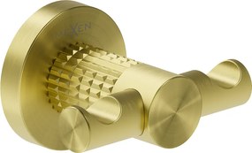 Mexen Triv, nástenný dvojitý háčik na uteráky, zlatá matná, 70A33012-55