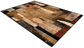 Vlnený koberec OMEGA KIOTO abstraktný, červeno - hnedý