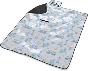 Sablio Plážová deka Stavebnice a vláčiky: 200x140 cm