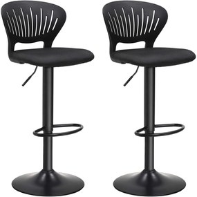 Barové stoličky výškovo nastaviteľné, 2 ks, čierne