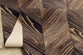 Protišmykový behúň DIGITAL - FRENCH CHEVRON hnedý / béžový