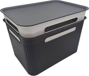 Rotho Úložný box s vekom a s držadlami BRISEN 16l, 36x26,2x21cm, biely