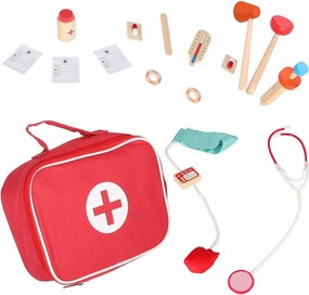 Drevená lekárska sada KIK Malý doktor s taškou a 16 doplnkami