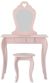 Ružový detský toaletný stolík s taburetkou