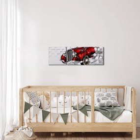 Obraz - Červené auto (s hodinami) (90x30 cm)
