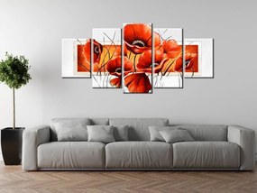 Gario Ručne maľovaný obraz Silný Vlčí mak - 5 dielny Rozmery: 100 x 70 cm