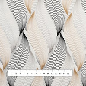 PVC obrus Zlato-strieborné designové vlnky na bielom PV-203 - metráž š. 140 cm