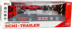 LEAN Toys Súprava odťahovka a diaľkovo ovládané RC športové osobné auto, červené, 1:16