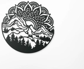 drevko Drevená mandala na stenu Východ Slnka Rozmer obrazu: 44,5 x 44 cm, Farba dekorácie: Čierna