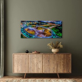 Obraz - panoráma nočného mesta (120x50 cm)