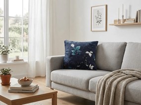 Obojstranná obliečka na vankúšik DUO SENSE NOCTIFLORA 45x45 cm mikroplyš/flanel, tmavomodrý