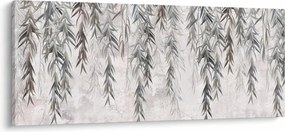 Obraz - Vŕbové vetvičky v šedej omietke (120x50 cm)