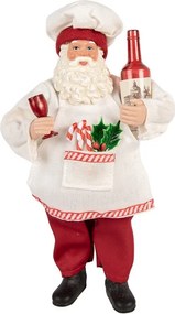 Vianočné dekorácie Santa kuchár s vínom - 15*10*27 cm