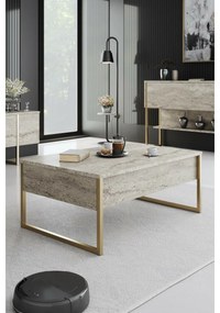 Konferenčný stolík Luxe Travertine and Gold
