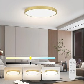 Immax NEO 07312L-LED stmievateľné stropné svietidlo SEMPLICI 128 W / 230 V, priemer 100 cm, Wi‑Fi Tuya, zlaté + diaľkové ovládanie