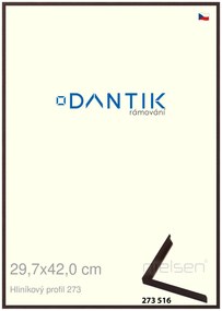 DANTIK rám na obraz 29,7x42 | ALU Dýha wenge tmavá (Plexi Čiré)