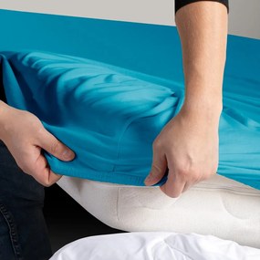 Modrá napínacia plachta jersey 90x200 cm Amber – Restilo