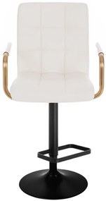 LuxuryForm Barová stolička VERONA GOLD na čiernom tanieri - biela