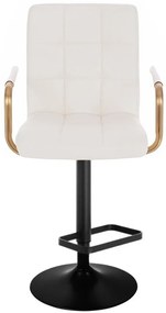 LuxuryForm DESIGN Barová stolička VERONA GOLD na čiernom tanieri - biela
