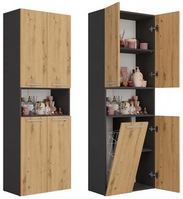 Kúpeľňová skrinka Neltossa 4 (antracit + dub artisan). Akcia -20%. Vlastná spoľahlivá doprava až k Vám domov. 1132991