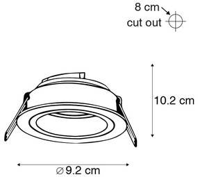 Sada 6 moderných zapustených bodových svetiel čierna 9,2 cm otočné a naklápacie - Chuck