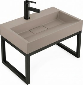 Rea Goya, umývadlo z konglomerátu s čiernou konzolou, 60 cm, béžová, KPL-U4413