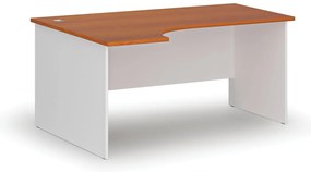 Rohový kancelársky písací stôl PRIMO WHITE, 160x120 cm, ľavý, biela/čerešňa