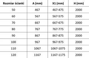Mexen Lunar L sprchová stena ľavá 60 x 200 cm, 8mm číre sklo, zlatá matná, 830L-060-000-55-00-L