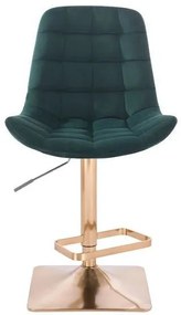 LuxuryForm DESIGN Barová stolička PARIS VELUR na zlatej hranatej podstave - zelená
