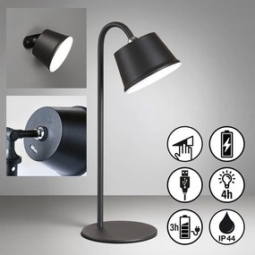 Čierna LED stolová lampa s kovovým tienidlom (výška 34 cm) Voet – Fischer &amp; Honsel