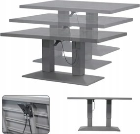 Veľký rohový set s kreslami a nastaviteľným stolom XL-NM-2006 - sivý + béžové vankúše