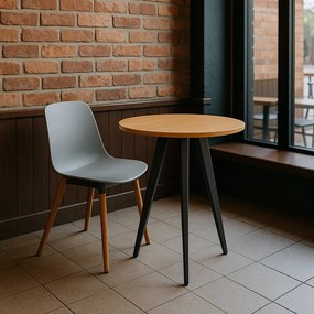 Konferenčný stôl PRIMO VIBE, priemer 60 cm, čierna podnož, dub prírodný