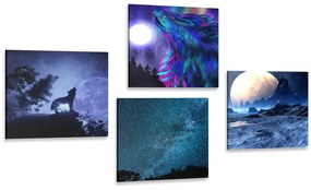 Set obrazov tajomný vlk - 4x 60x60