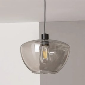 Závesný luster na lanku SEVENTIES E27/40W/230V dymová/sivá