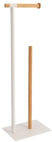 Stojan na toaletný papier White Bamboo, biela/s drevenými prvkami