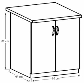 Dolná kuchynská skrinka D80 Provense (biela + sosna andersen). Vlastná spoľahlivá doprava až k Vám domov. 1015164