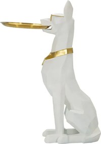 Dekoratívna soška Dog Ory s podnosom 74 cm biela