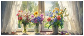 Obraz - Kytica pri okne (120x50 cm)