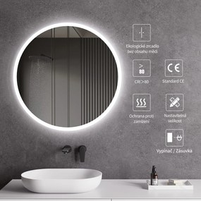 Cerano Lavoro, LED kúpeľňové zrkadlo Lavoro Ø80 cm, CER-CER-476699