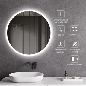 Cerano Lavoro, LED kúpeľňové zrkadlo Lavoro Ø80 cm, CER-CER-476699
