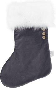Vianočná pančucha grafitová s bielou kožušinou 42x26cm