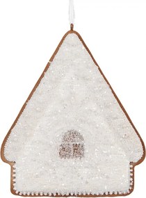Závesná dekorácia zasnežená perníková chalúpka Frosted Ginger - 9*1*10 cm