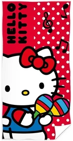 Bavlnená plážová osuška Hello Kitty - motív Malá hudobníčka - 100% bavlna - 70 x 140 cm