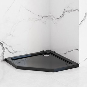 Rea Diamond - akrylátová sprchová vanička 90 x 90 x 5 cm + sifón, čierna, REA-K8543