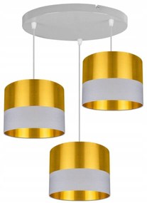 Závesné svietidlo GOLDEN, 3x zlaté textilné tienidlo (mix 2 farieb), (výber z 2 farieb konštrukcie), O