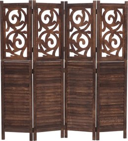 Paraván T568, deliaca stena, 4 panely - 170 × 160 cm - hnedá